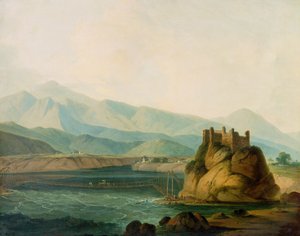 Die Seilbrücke bei Serinagur, ca. 1800